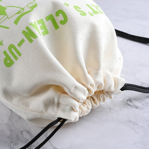 米色帆布束口袋後背包