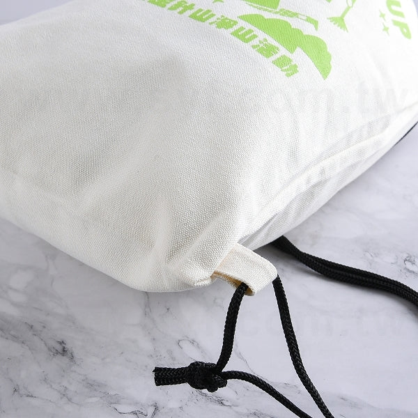 米色帆布束口袋後背包