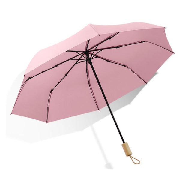 小清新純色木柄摺疊傘