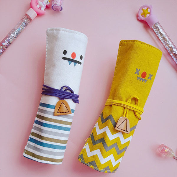 帆布笑臉捲筆袋