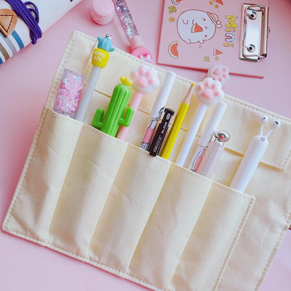 帆布笑臉捲筆袋