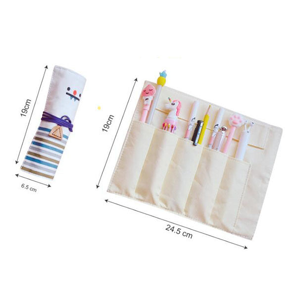 帆布笑臉捲筆袋