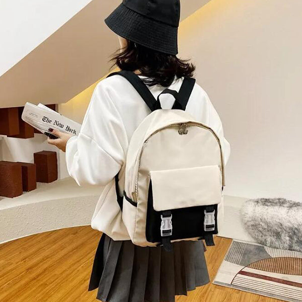 後背包-簡約撞色雙肩背包-可印刷LOGO