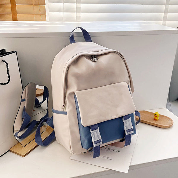 後背包-簡約撞色雙肩背包-可印刷LOGO