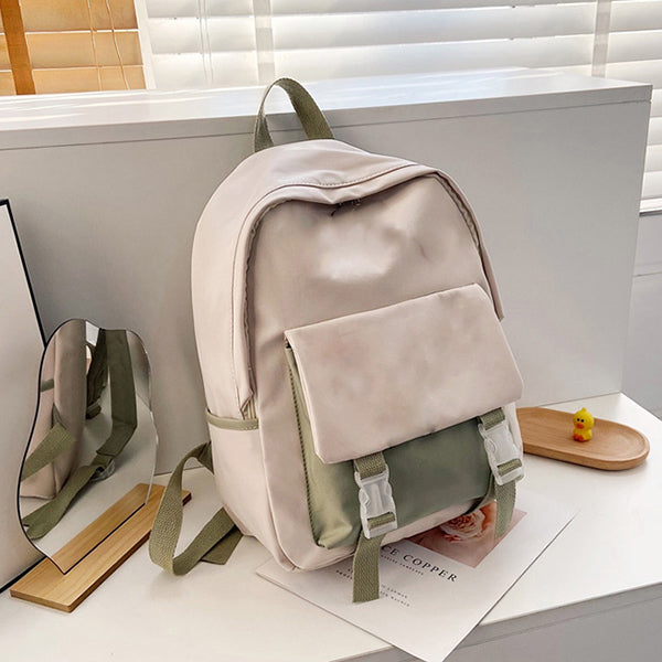 後背包-簡約撞色雙肩背包-可印刷LOGO