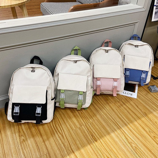 後背包-簡約撞色雙肩背包-可印刷LOGO