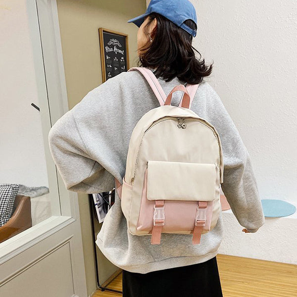 後背包-簡約撞色雙肩背包-可印刷LOGO