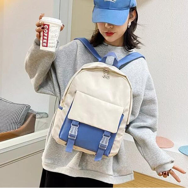 後背包-簡約撞色雙肩背包-可印刷LOGO