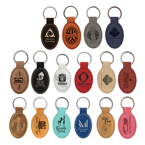 橢圓形皮革鑰匙圈