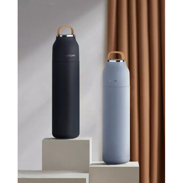 304不鏽鋼硅膠軟提手保溫杯500ml