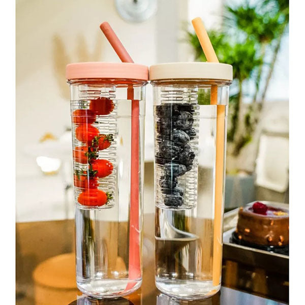 塑膠帶濾網吸管杯850ml