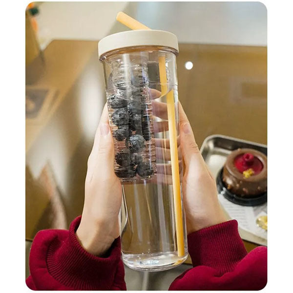 塑膠帶濾網吸管杯850ml