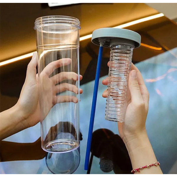 塑膠帶濾網吸管杯850ml