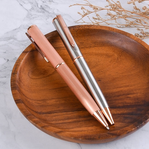 玫瑰金旋轉式金屬筆