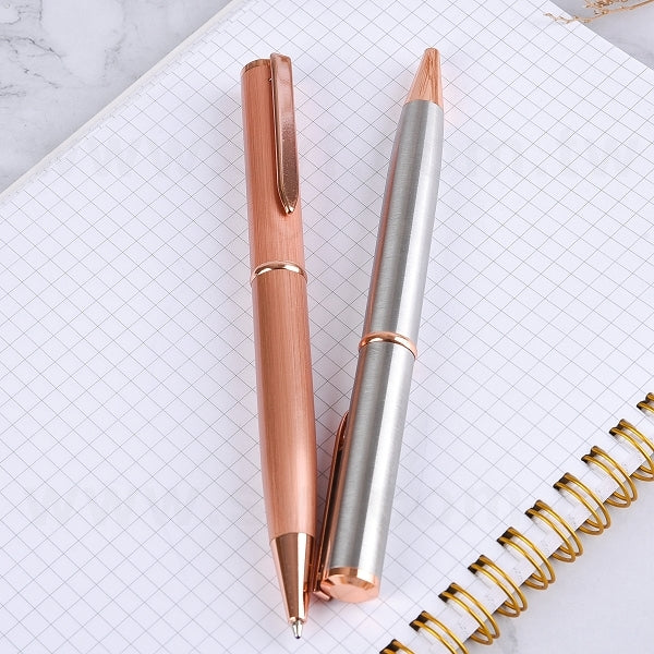 玫瑰金旋轉式金屬筆