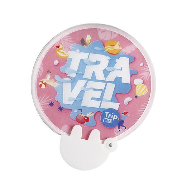 尼龍口袋折疊飛盤扇(兔兔手柄款)-直徑20cm-附收納袋