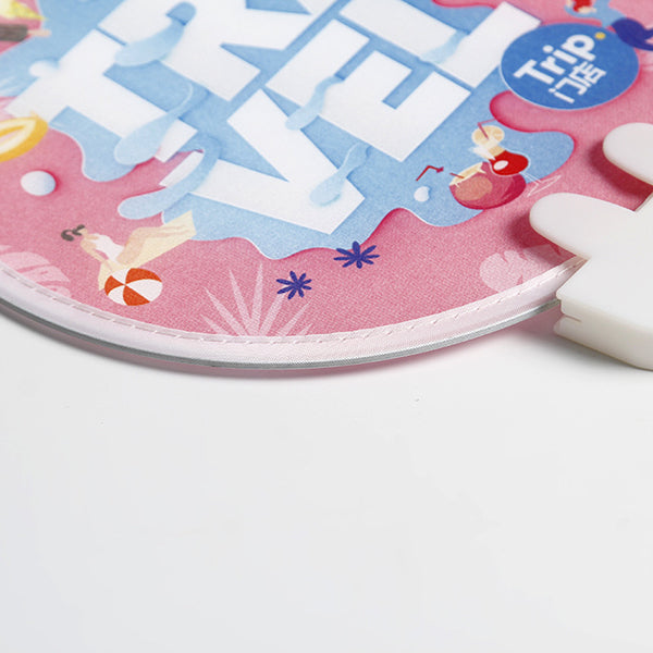 尼龍口袋折疊飛盤扇(兔兔手柄款)-直徑20cm-附收納袋