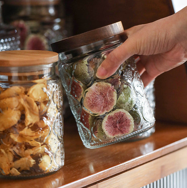 700ml玻璃儲存罐-復古窗花玻璃密封罐