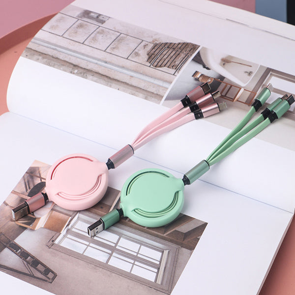 客製三合一伸縮充電線-蘋果、安卓、Type-C接頭