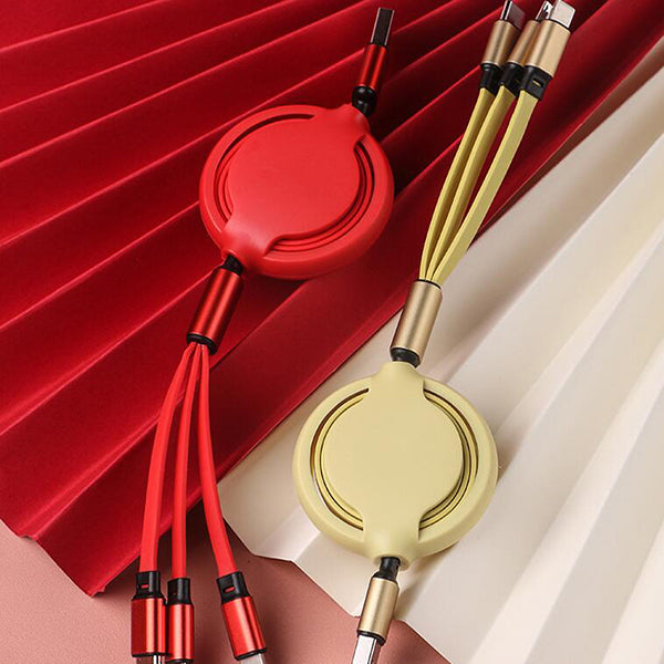 三合一可伸縮傳輸充電線-快充-1m