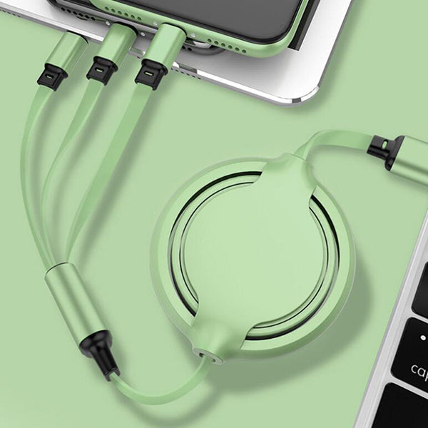 三合一可伸縮傳輸充電線-快充-1m