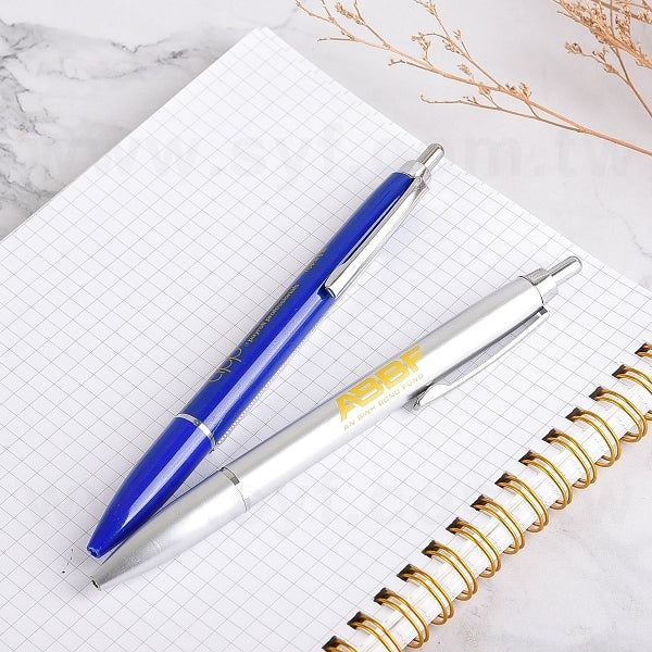 按壓式塑膠拉捲紙廣告筆金屬筆夾