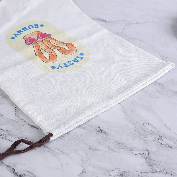 8安滌淪白色帆布束口袋