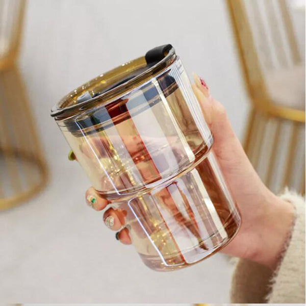 北歐450ml玻璃吸管杯