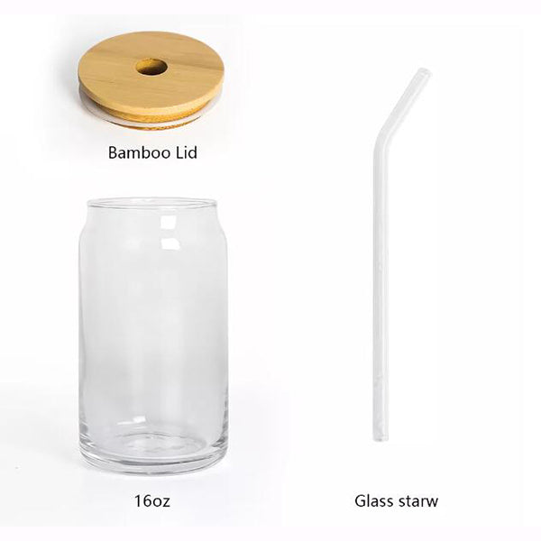 480ml木蓋玻璃吸管杯