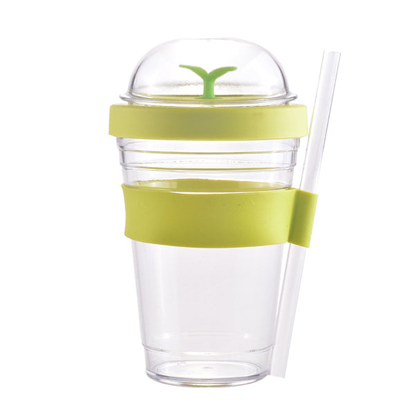 小樹苗造型320ml塑料吸管杯