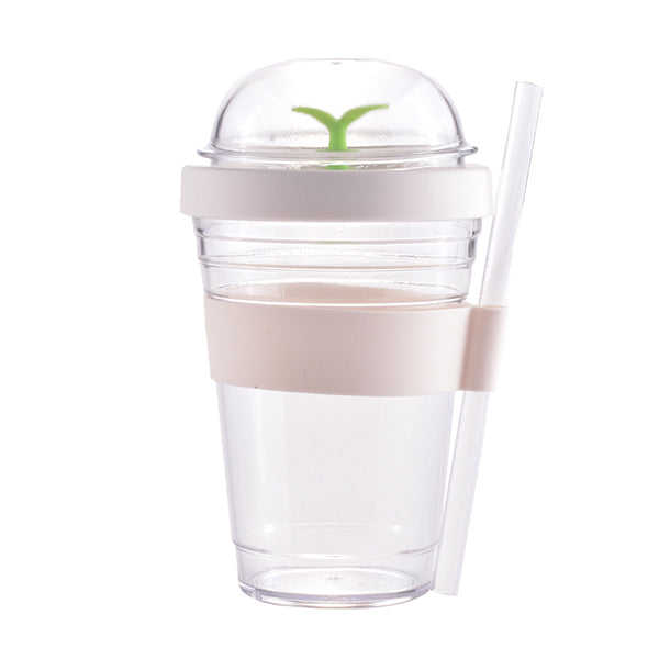 小樹苗造型320ml塑料吸管杯