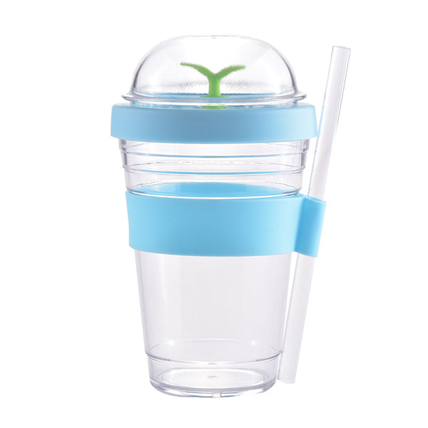 小樹苗造型320ml塑料吸管杯