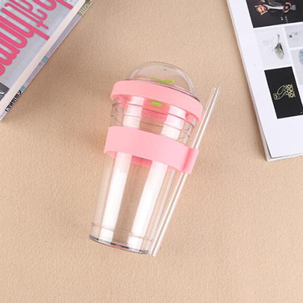 小樹苗造型320ml塑料吸管杯