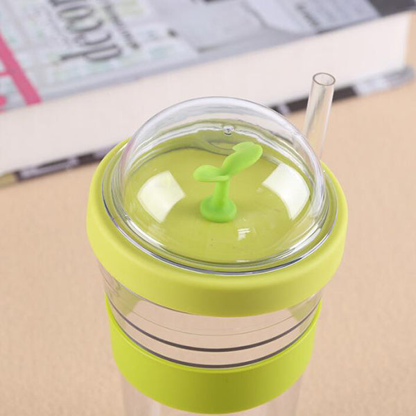 小樹苗造型320ml塑料吸管杯