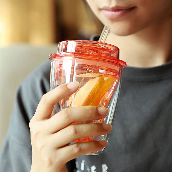 240ml雙層吸管杯