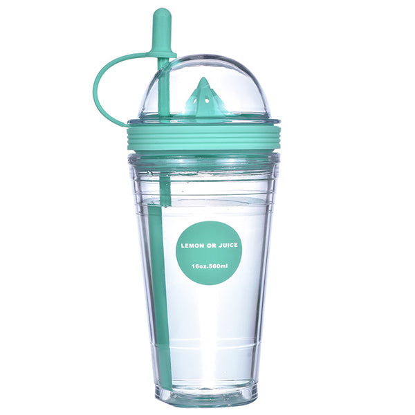 560ml塑料檸檬水杯吸管杯