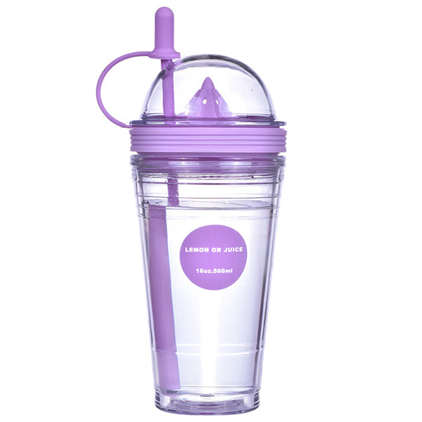 560ml塑料檸檬水杯吸管杯