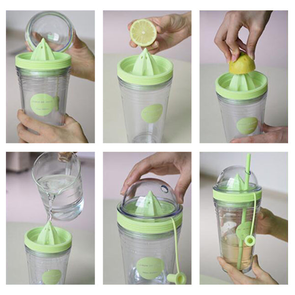 560ml塑料檸檬水杯吸管杯