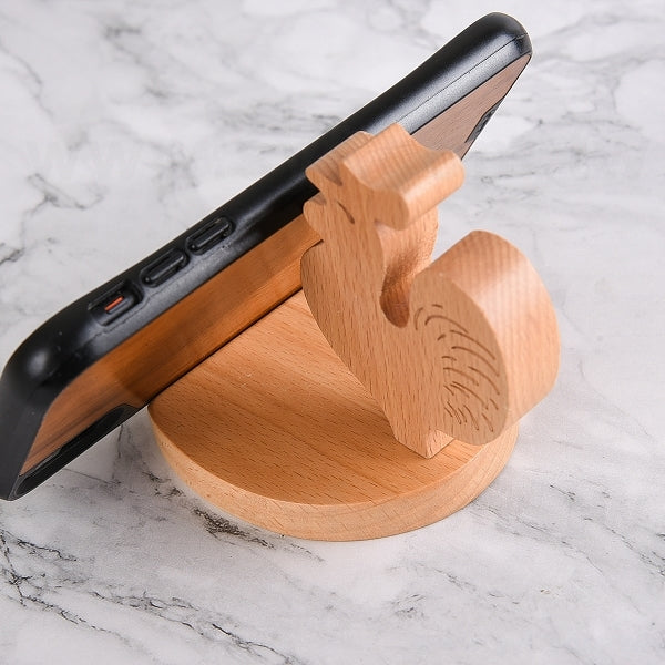 公雞木製手機支架