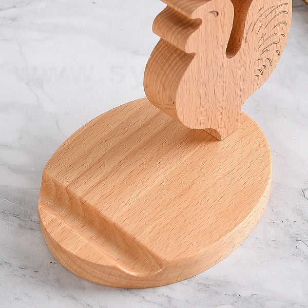 公雞木製手機支架