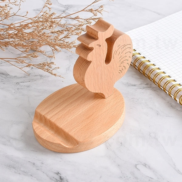 公雞木製手機支架