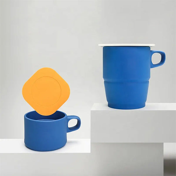 新款環保旅行不锈鋼矽膠咖啡杯帶蓋