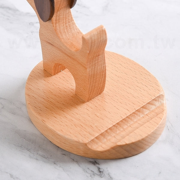 小狗木製手機支架