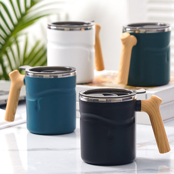 540ml木柄帶蓋咖啡杯