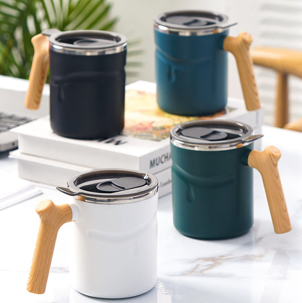 540ml木柄帶蓋咖啡杯