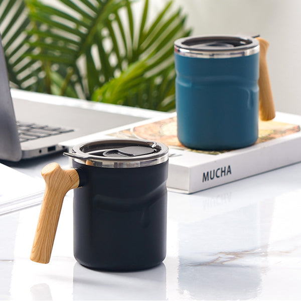 540ml木柄帶蓋咖啡杯