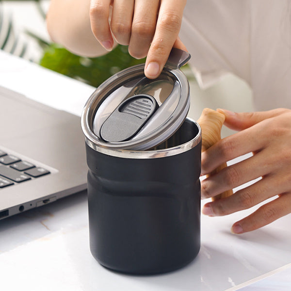 540ml木柄帶蓋咖啡杯