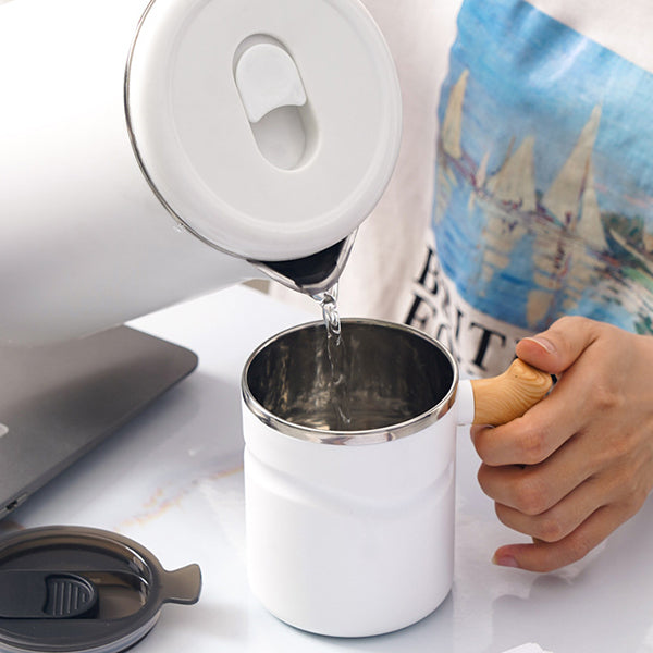 540ml木柄帶蓋咖啡杯