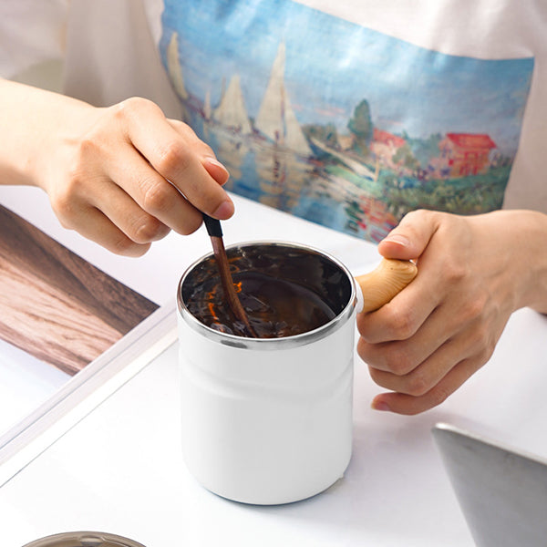 540ml木柄帶蓋咖啡杯