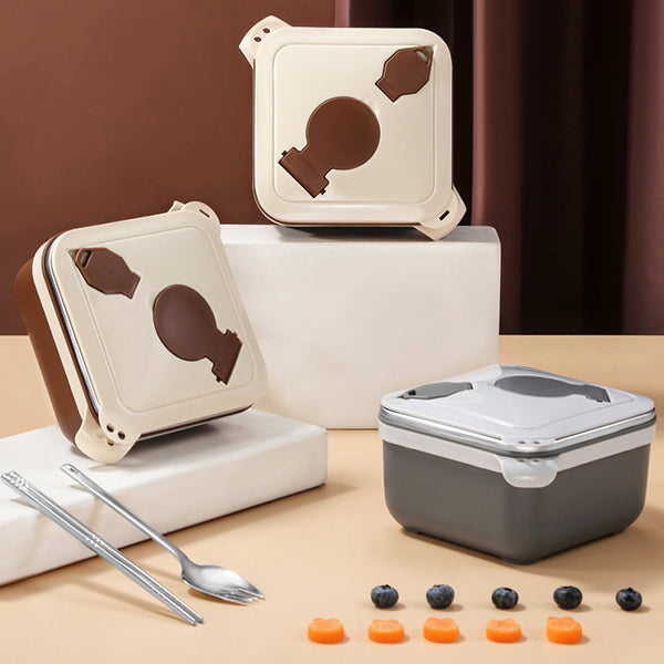 1000ml/1400ml 304不鏽鋼碗(方形)-帶蓋大容量可濾水泡麵碗